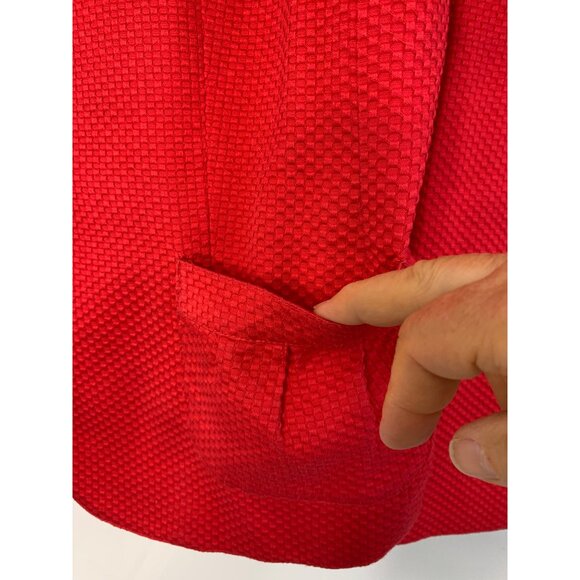Le Suit Women's Red Textured Jacket & Skirt Set Size 10 Kasper Lined 7343 GUC - Picture 5 of 12